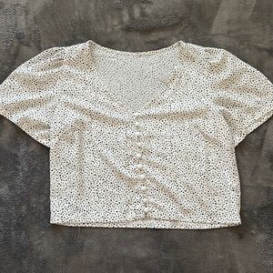 Freckled print button up top size Medium